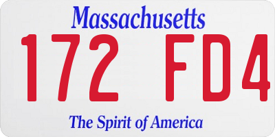 MA license plate 172FD4