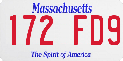 MA license plate 172FD9