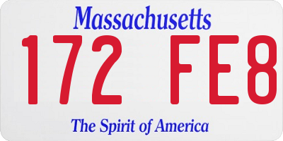 MA license plate 172FE8