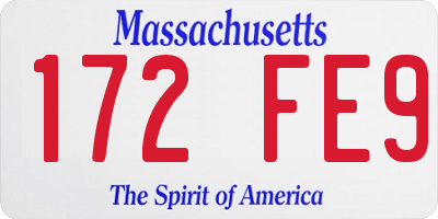 MA license plate 172FE9
