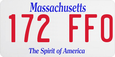 MA license plate 172FF0