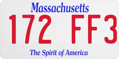 MA license plate 172FF3