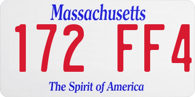 MA license plate 172FF4