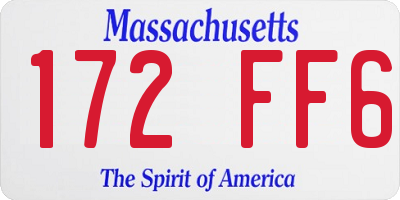 MA license plate 172FF6