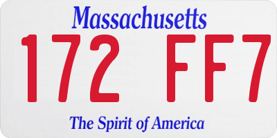 MA license plate 172FF7