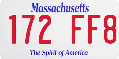 MA license plate 172FF8