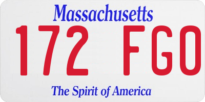 MA license plate 172FG0
