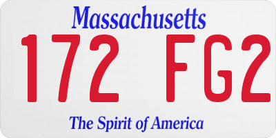 MA license plate 172FG2