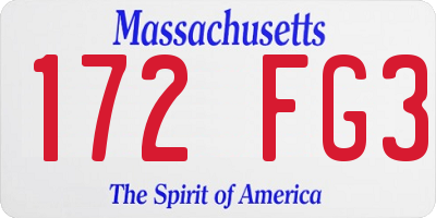MA license plate 172FG3