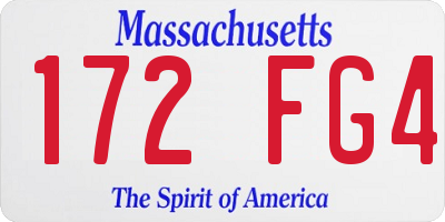 MA license plate 172FG4