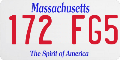 MA license plate 172FG5