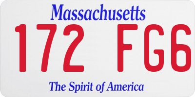 MA license plate 172FG6