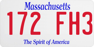 MA license plate 172FH3