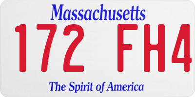 MA license plate 172FH4