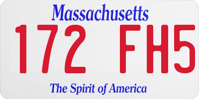 MA license plate 172FH5