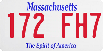 MA license plate 172FH7