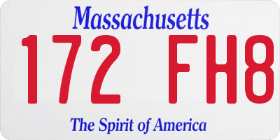 MA license plate 172FH8