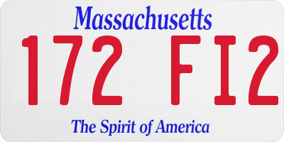 MA license plate 172FI2