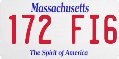 MA license plate 172FI6
