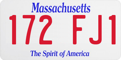 MA license plate 172FJ1