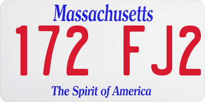 MA license plate 172FJ2