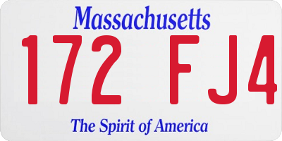 MA license plate 172FJ4
