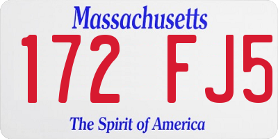 MA license plate 172FJ5