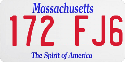 MA license plate 172FJ6
