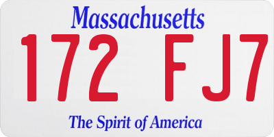 MA license plate 172FJ7