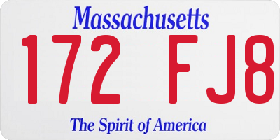 MA license plate 172FJ8