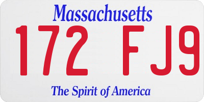 MA license plate 172FJ9