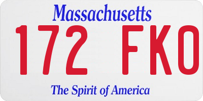 MA license plate 172FK0