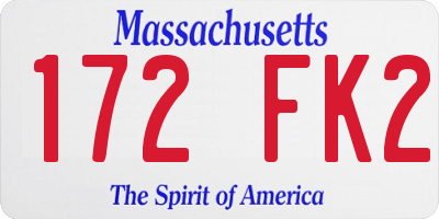 MA license plate 172FK2