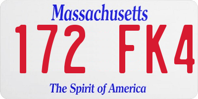 MA license plate 172FK4