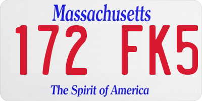 MA license plate 172FK5