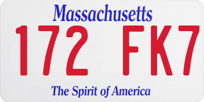MA license plate 172FK7