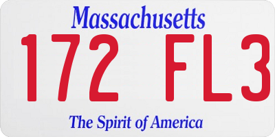 MA license plate 172FL3