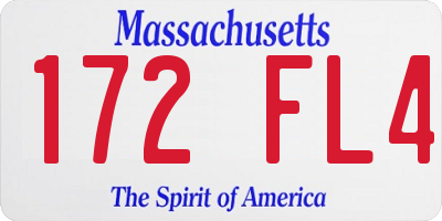MA license plate 172FL4