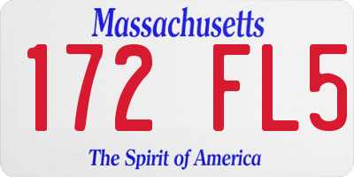 MA license plate 172FL5