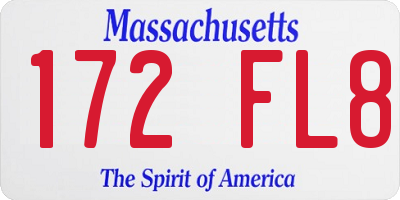 MA license plate 172FL8