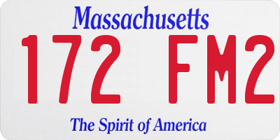 MA license plate 172FM2