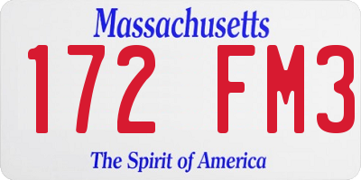 MA license plate 172FM3