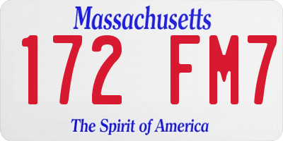 MA license plate 172FM7