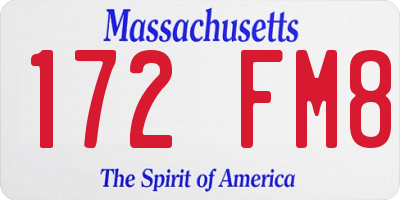 MA license plate 172FM8