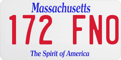MA license plate 172FN0