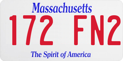 MA license plate 172FN2