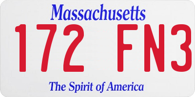 MA license plate 172FN3
