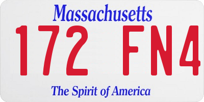 MA license plate 172FN4
