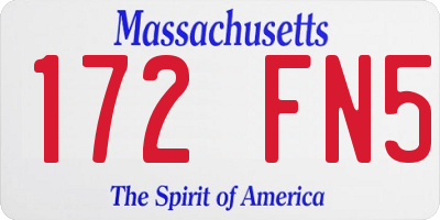 MA license plate 172FN5