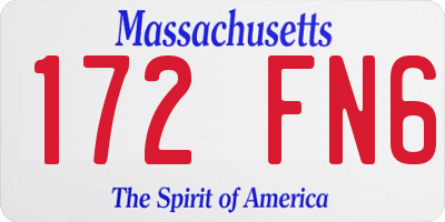 MA license plate 172FN6
